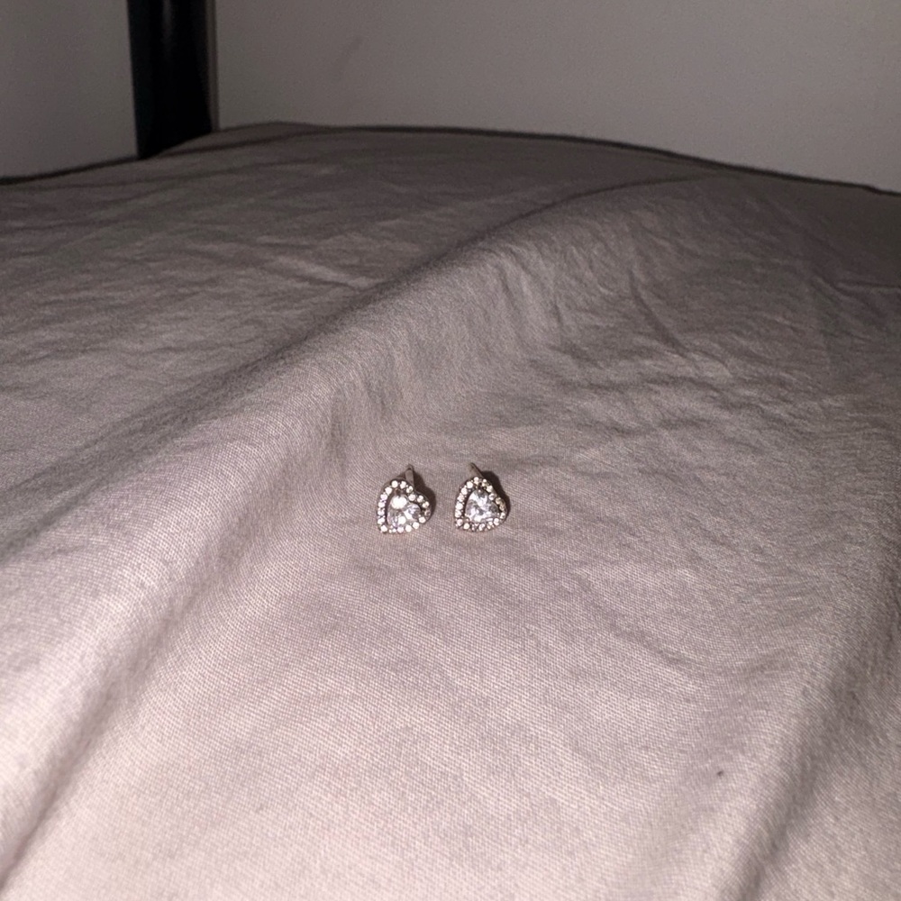 Pandora Silver and White Stud Earrings